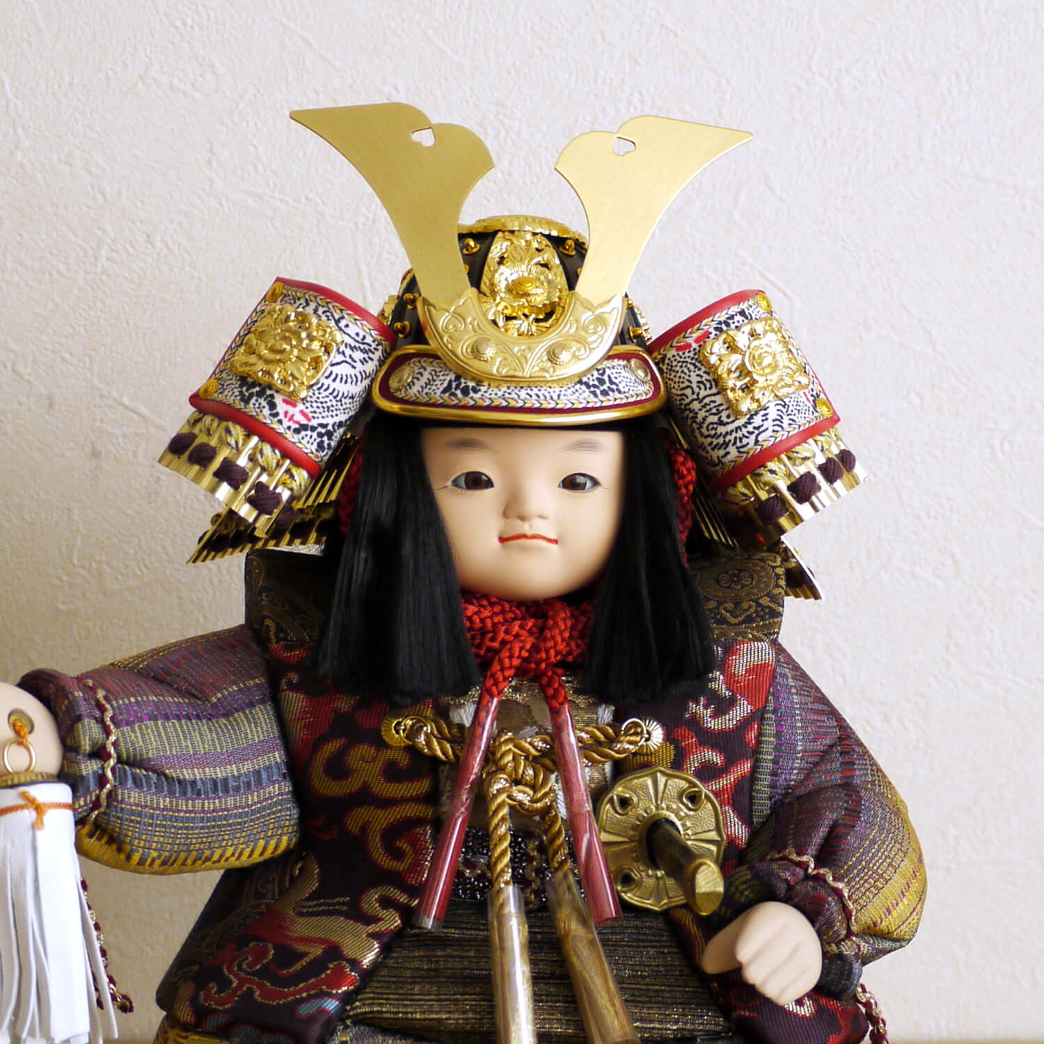 五月人形 正絹鎧着用 子供大将飾 紫峰作 - 季節/年中行事