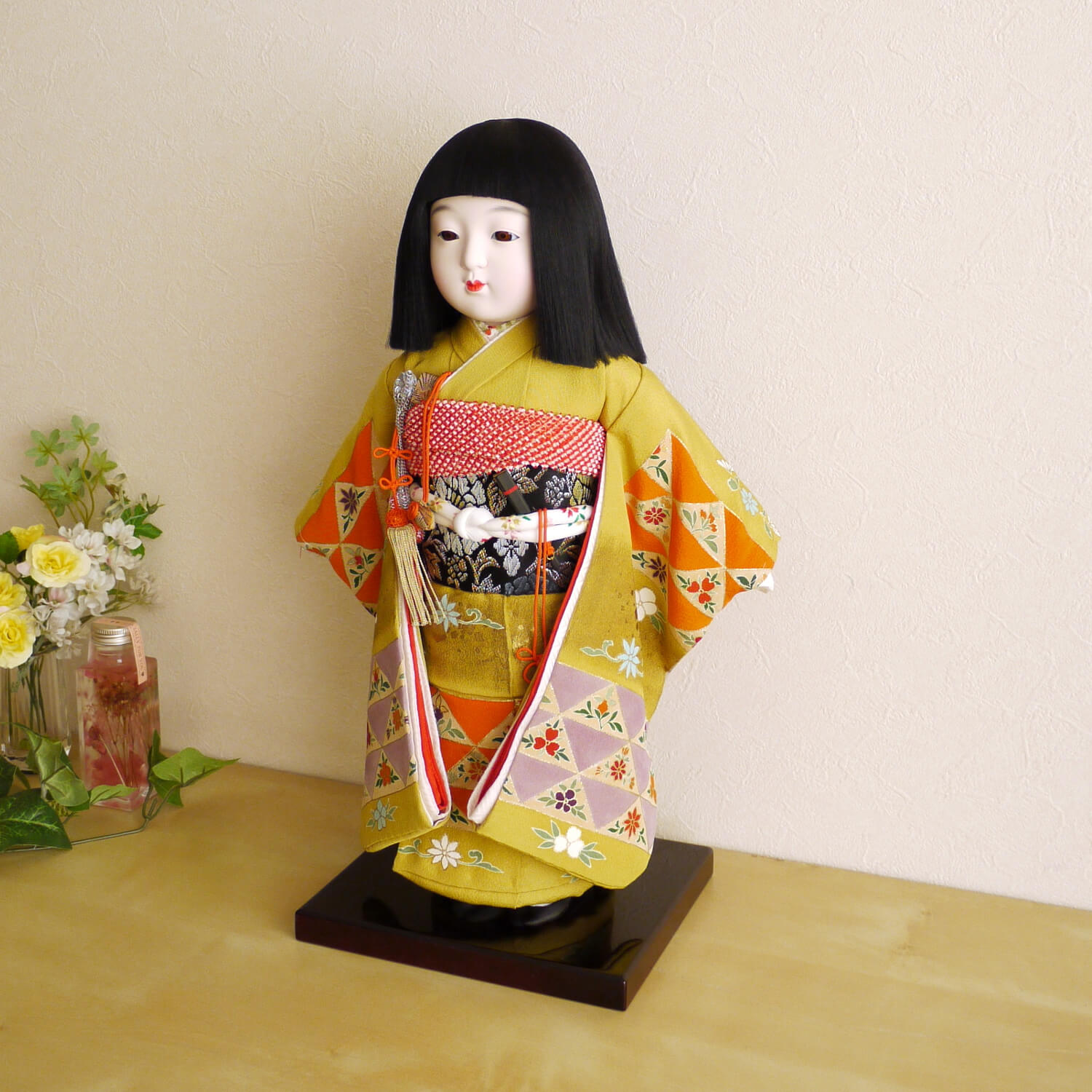 HOT大得価市松人形 女の子 総ねり手作り 胡粉仕上げ 日本人形 市松人形